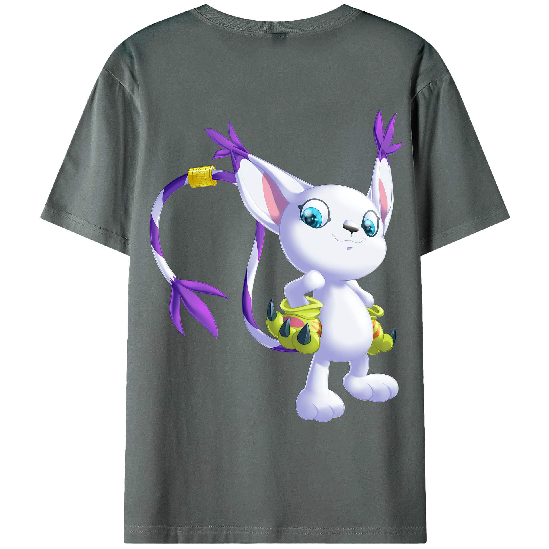（画像用） Digimon デジタルモンスター/デジモン 綿100％ メンズ半袖Tシャツ（バックプリント） 通気性